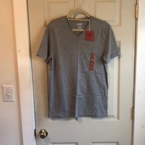NWT mens gray, v-neck, short sleeve tee
